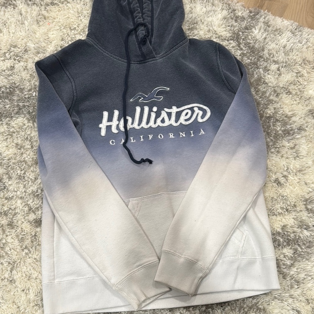 Hollister Men's Gradient Hoodie - Blue and White